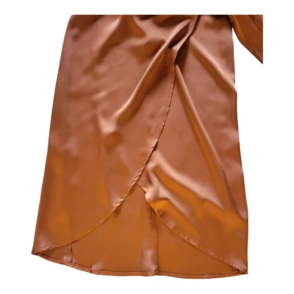 Sam Edelman Elegant Satin Wrap Dress in Rich Copper Size 4 - Picture 12 of 12